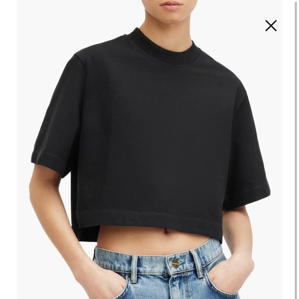 AllSaints Lottie Black Crop T-Shirt